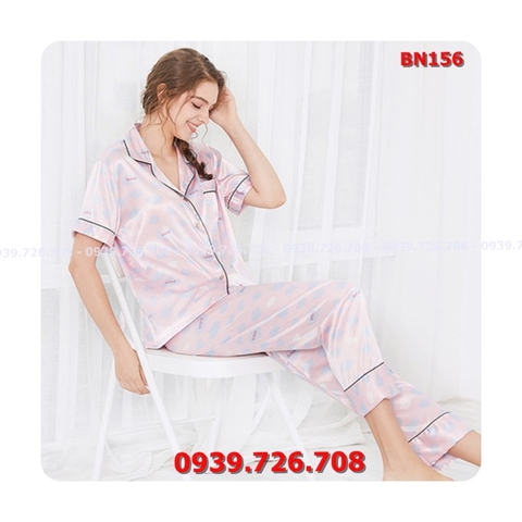 Bộ ngủ pijama nữ quần dài chất lụa cao cấp mịn mát