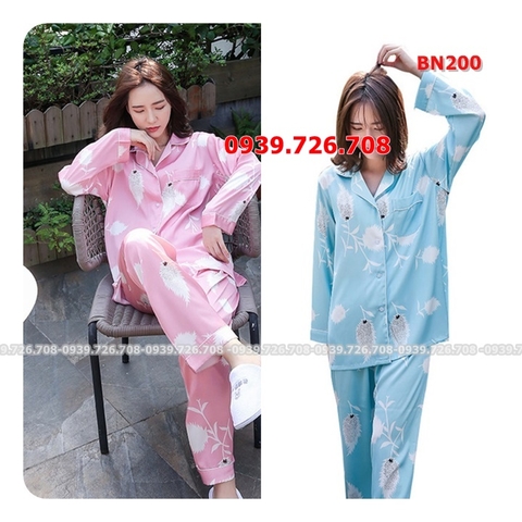 Bộ ngủ lụa pijama quần dài tay dài chất đẹp