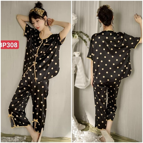 Đồ mặc nhà cao cấp- Bộ đồ ngủ pijama lụa cao cấp quần lửng tay ngắn đẹp chuẩn chất mịn mát rượi hàng cao cấp