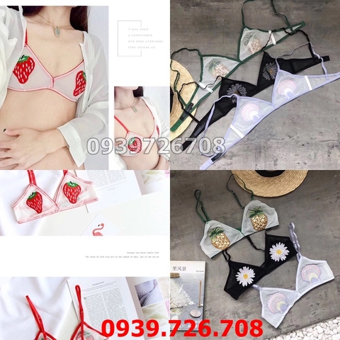 Bộ đồ lót bralette thảo mộc ko gọng ko mút