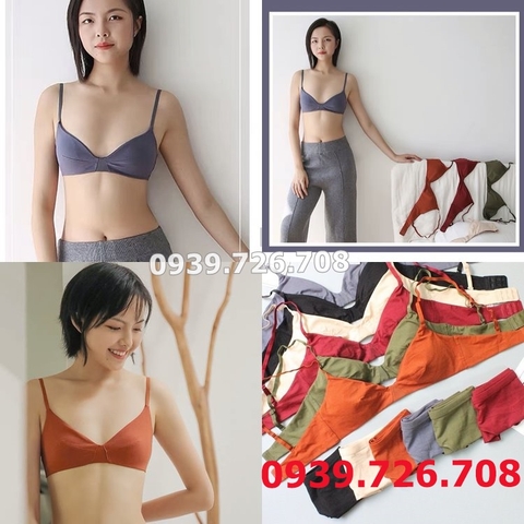 Bộ đồ lót cotton ko gọng ko mút có khe nhét mút