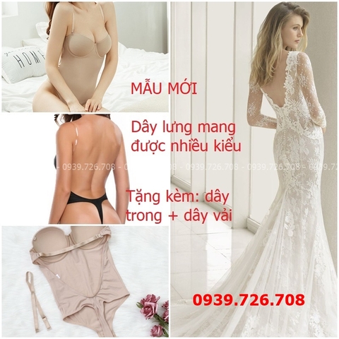 Bộ đồ lót liền thân cúp ngang nâng ngực- Áo ngực liền thân Bodysuit nữ sexy Jumpsuit mặc đầm váy hở lưng,ngực xẻ sâu