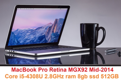 MacBook Pro 13inch Mid-2014 Core i5-4308U 2.8GHz ram 8gb ssd 512GB MGX92 A1502 EMC 2875 MacBookPro11,1