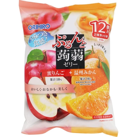 Thạch Orihiro mix vị táo Fuji đỏ và quýt Ôn Châu (20g x 12 cái)