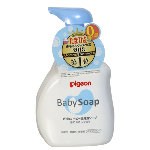 Sữa tắm gội  Pigeon Baby Soap tạo bọt ( màu xanh 500ml)