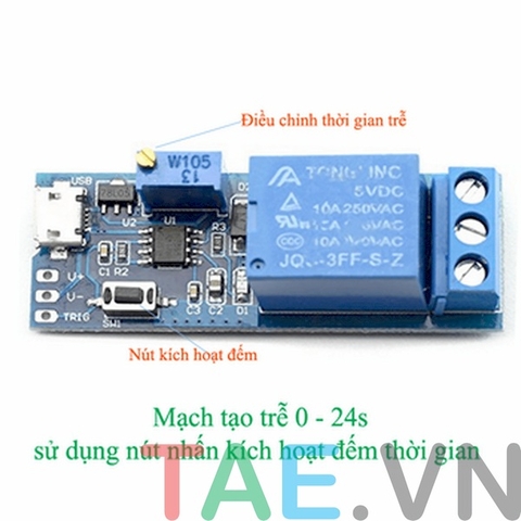 Mạch Tạo Trễ Kích Relay 0 - 24s Bằng Nút Nhấn