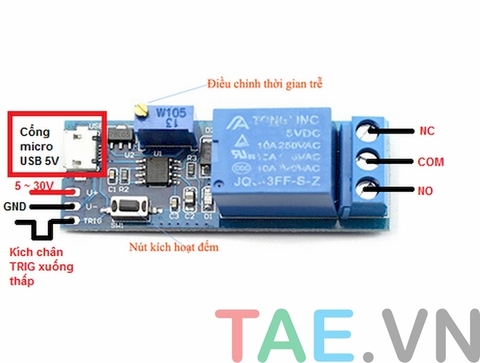 Mạch Tạo Trễ Kích Relay 0 - 24s Bằng Nút Nhấn