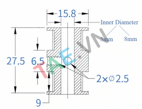 Pulley Đôi GT2 20 Răng Bản 9MM