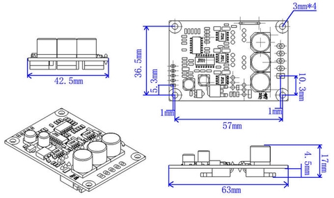 Mạch điều khiển động cơ Brushless DC không chổi than-No Hall V6.3E2 12-36V 500W