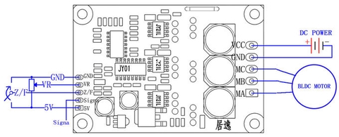 Mạch điều khiển động cơ Brushless DC không chổi than-No Hall V6.3E2 12-36V 500W