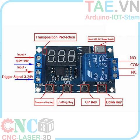 Mạch Tạo Trễ Chu Kỳ Đóng Ngắt Relay 0 Giây-999 Phút