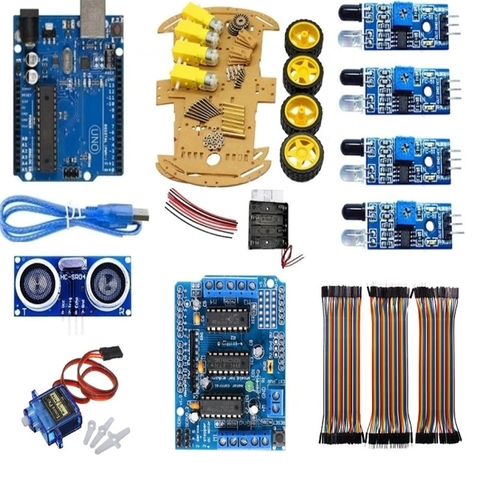 Bộ Kit Xe Robot 4 Bánh DIY Điều Khiển Từ Xa Bằng Arduino uno r3