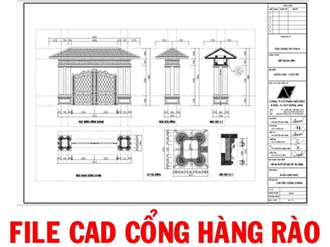 File cad mẫu cổng hàng rào biệt thự đẹp kích thước chi tiết tải miễn phí TV105076