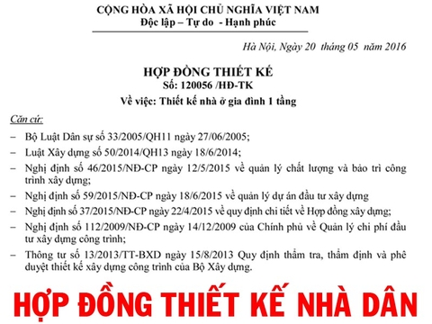 Mẫu hợp đồng tư vấn thiết kế kiến trúc nhà ở dân dụng chi tiết đầy đủ nội dung TV304076