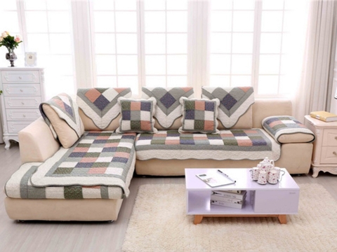 Thảm sofa 70x70cm - Ô vuông xanh lá trắng - TSF01070