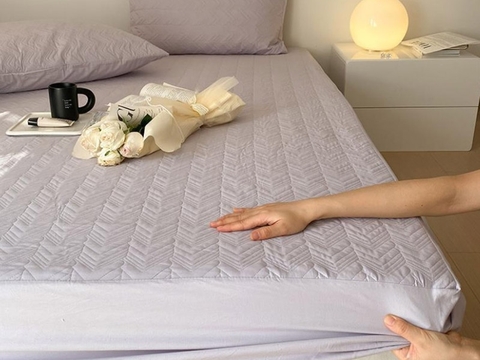 Drap bọc 200x220cm + 2 vỏ gối - Màu tím nhạt - DRP01033