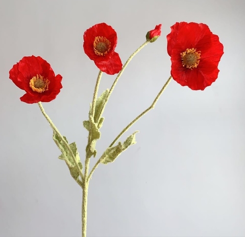 Hoa giả trang trí cành 56cm gồm 3 bông 1 nụ - Mẫu 07 - NTT02507