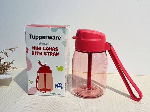 Bình nước Mini Lohas 350 ml Tupperware + có ống hút - Đỏ - TPW00402