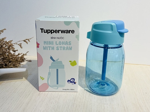 Bình nước Mini Lohas 350 ml Tupperware + có ống hút - Xanh dương - TPW00401