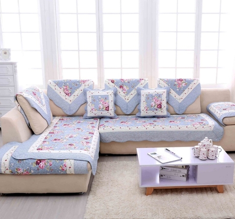 Thảm sofa 90x240 -Hoa hồng viền xanh - TSF00494