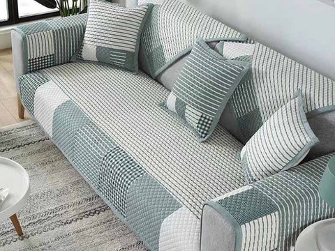 Thảm sofa 90x180cm - Ô vuông sọc xanh lá - TSF07992