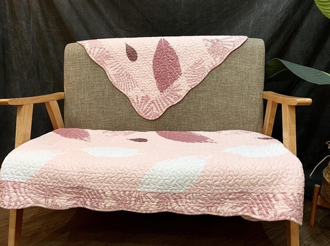 Thảm sofa 70x70cm - Lá hồng - TSF08170