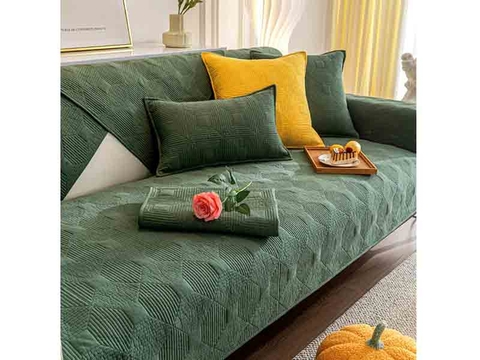 Thảm sofa 90x90cm - Khối vuông 3D xanh lục - TSF12390