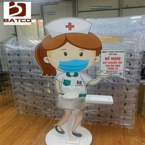 Standee nữ Y tá cảnh báo