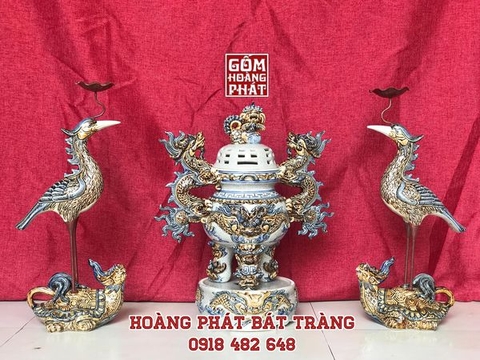 Tổng hợp mẫu đỉnh hạc gốm sứ Bát Tràng