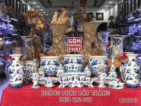 Chọn bộ đồ thờ men lam gốm sứ Bát Tràng chất lượng