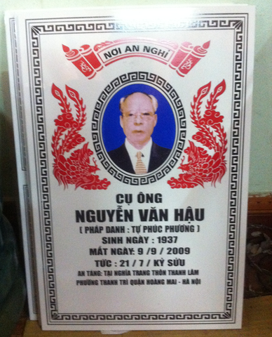 Bia mộ sứ Bát Tràng cụ ông Nguyễn Văn Hậu