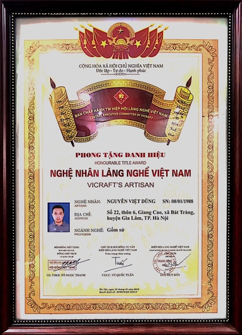 Danh hiệu nghê nhân làng nghề gốm sứ Bát Tràng