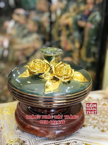 Bình hoa vuốt tay dát vàng cao cấp BH01