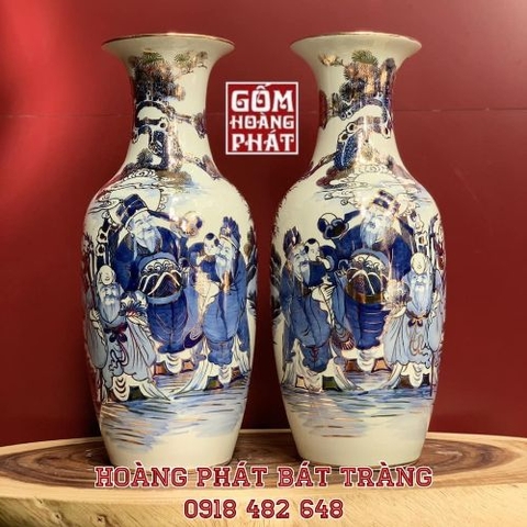 Tiểu lục bình sứ Phúc Lộc Thọ vàng kim cao cấp H52cm TLBVV05