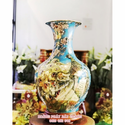 Tỏi phong thủy công thành danh toại vàng kim 24k nền xanh dương H45cm