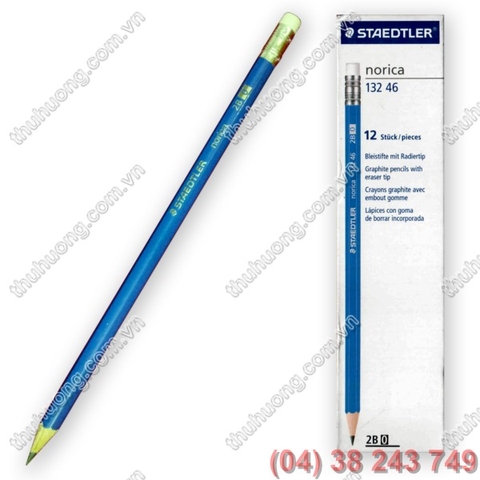 Bút chì 2B STAEDTLER 132 46 (Norica, Xanh, 6 cạnh, Tẩy)