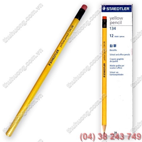 Bút chì 2B - STAEDTLER 134 (Vàng, 6 cạnh, Tẩy, Yellow)