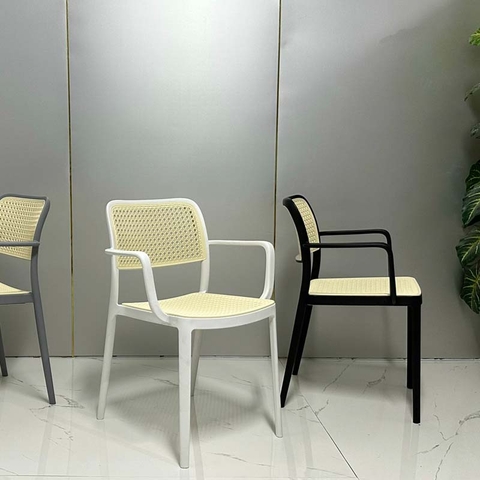 Ghế Cafe Nhà Hàng HOLLY Nhựa Giả Mây có Tay Ghế Cafe Nhà Hàng HOLLY Nhựa Giả Mây có Tay