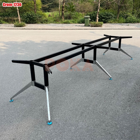 Chân bàn họp văn phòng sắt mạ crom 1200x3600mm
