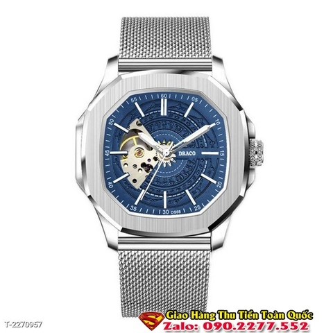 Đồng hồ nam Draco D23-DS68 “DongSon” Automatic Dây Thép ( trắng xanh )  Chính Hãng