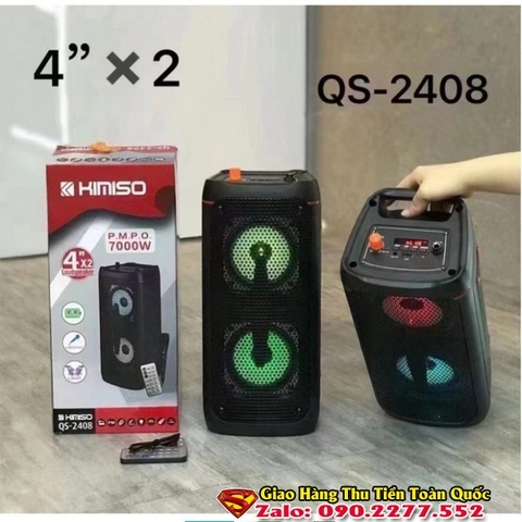 Loa Bluetooth Karaoke Di Động KIMISO QS-2408(Bass đôi 8