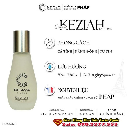 Nước Hoa Mini Simple Keziah 12ml Phong Cách Lăn - Chava