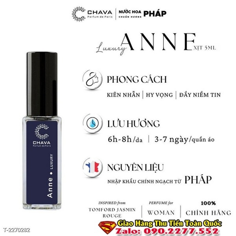 Nước Hoa Mini Luxury Anne 5ml Phong Cách Xịt - Chava