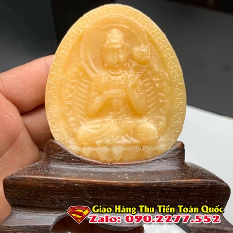 Tượng Phật Bản Mệnh Để Bàn Đế Gỗ Đá Tự Nhiên Cao 12 Cm Phật Đại Thế Chí Bồ Tát