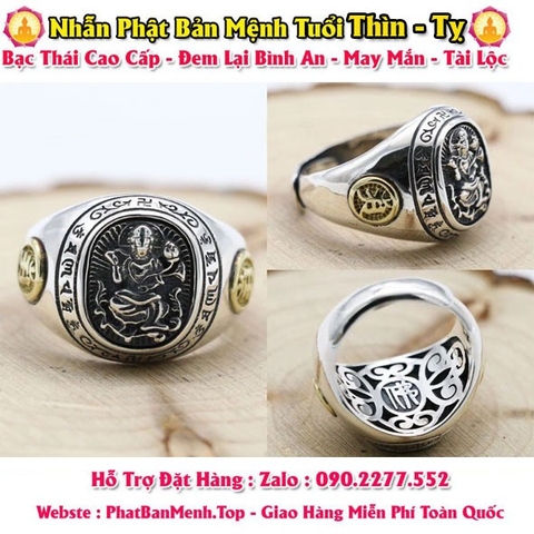 Nhẫn Bạc Phật Bản Mệnh Tuổi Tân Tỵ 2001