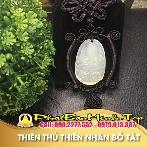 Phật Bản Mệnh Treo Xe Ô Tô ( Phật Bản Mệnh Tuổi Tý Đá Mã Não Trắng )