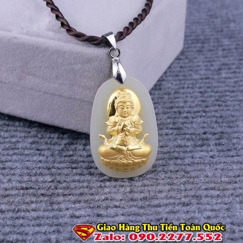 Mặt Dây Chuyền Phật Bản Mệnh Tuổi Nhâm Thân 1992 Đá Cẩm Thạch Mạ Vàng
