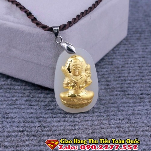 Mặt Dây Chuyền Phật Bản Mệnh Tuổi Giáp Dần 1974 Đá Cẩm Thạch Mạ Vàng