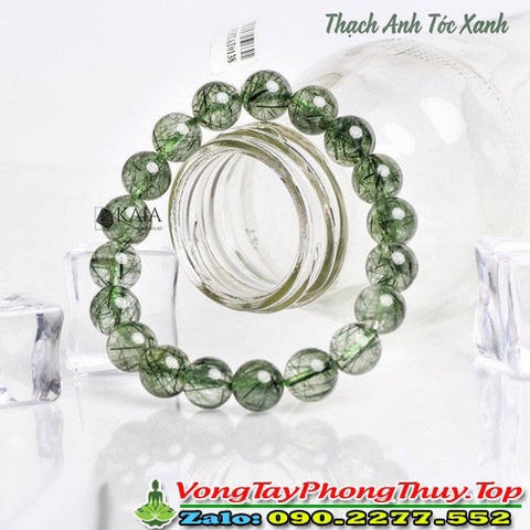 Vòng Tay Phong Thủy Đá Thạch Anh Tóc Xanh 8 Ly