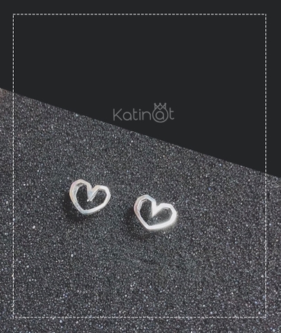 Bông tai bạc hình vẽ trái tim